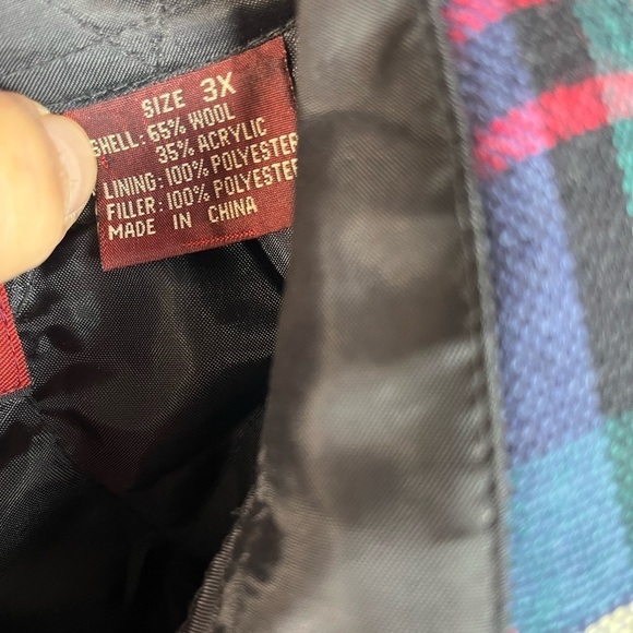 Vintage Allen Winfield Mens Button Up Tartan Plaid Wool Blend Shacket Quilted 3X - Picture 9 of 11